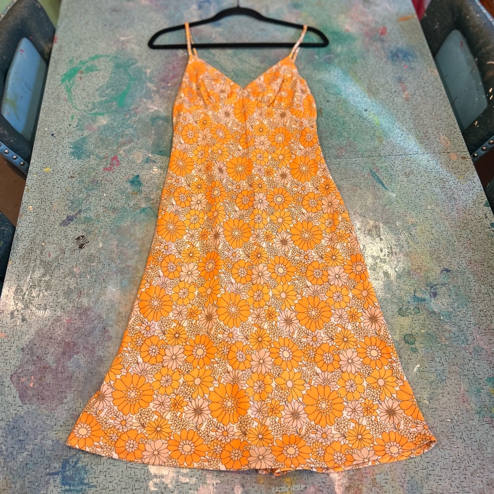 Orange Daisy Slip Dress